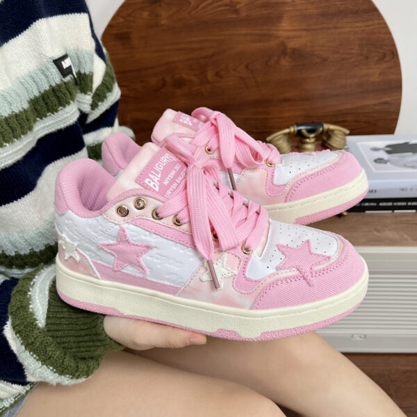 Zapatillas con plataforma de estrella rosa kawaii rosa