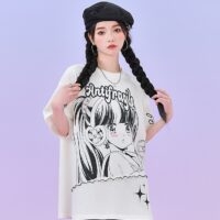 Y2K Style Manga Girl Print T-shirt Comic girl kawaii