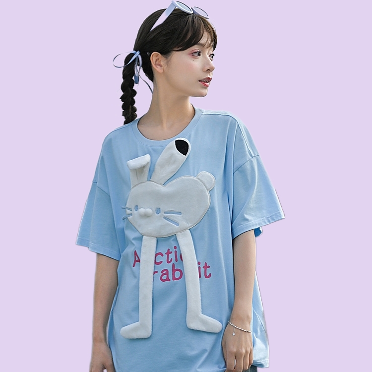 Pink Blue Cloud Short Sleeve T-Shirt - Kawaii Fashion Shop  Cute Asian  Japanese Harajuku Cute Kawaii Fashion Clothing