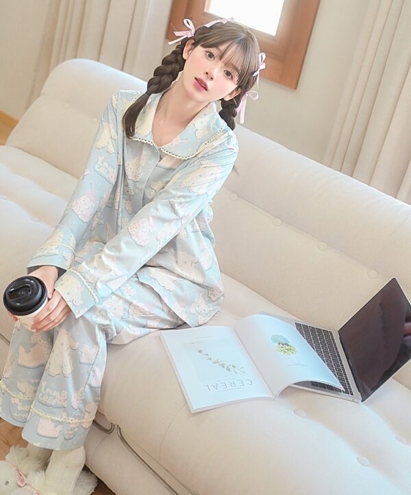 Ensemble pyjama mignon à imprimé agneau de dessin animé Kawaii mignon