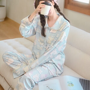 Lindo conjunto de pijama con estampado de cordero de dibujos animados lindo kawaii