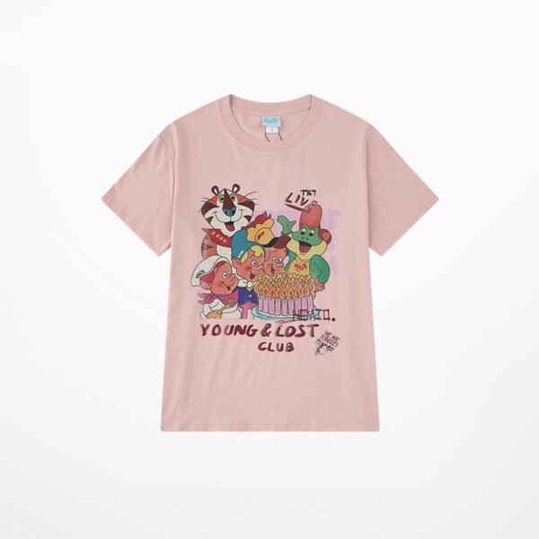 Loses T-Shirt mit rosa Cartoon-Muster-Print im Ins-Style Ins Style kawaii