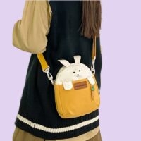 Bolso bandolera de lona con conejo de dibujos animados japoneses Kawaii bolsa de lona kawaii