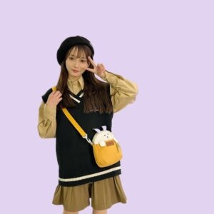 かわいい日本の漫画のウサギのキャンバス メッセンジャー バッグキャンバスバッグかわいい