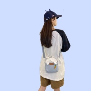 Bolsa mensageiro de lona de coelho de desenho japonês Kawaii bolsa de lona kawaii