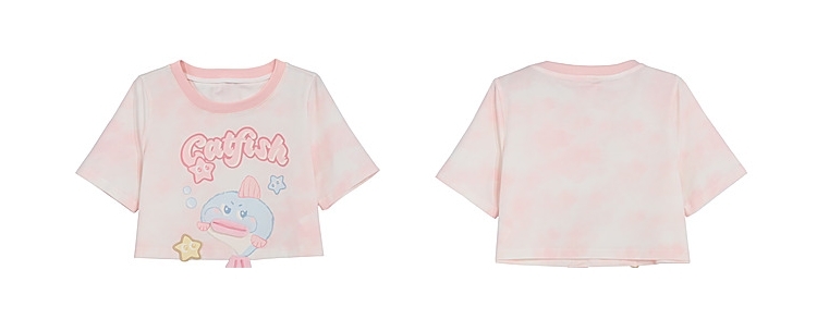 Kawaii roze dikke vis T-shirt