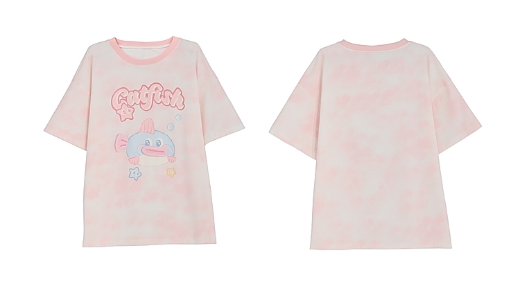Kawaii Pink Fat Fish T-shirt 2