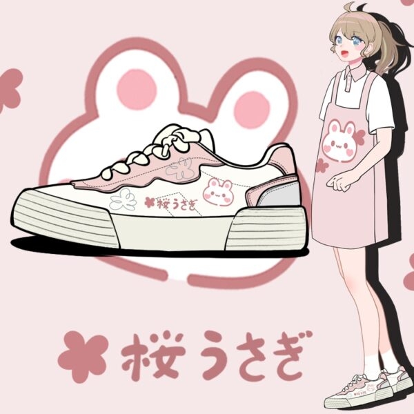 Розовые кроссовки Kawaii в японском стиле Универсальный каваи