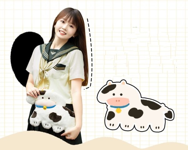 Kawaii pluszowa torba na ramię w kształcie krowy Kawaii krowa