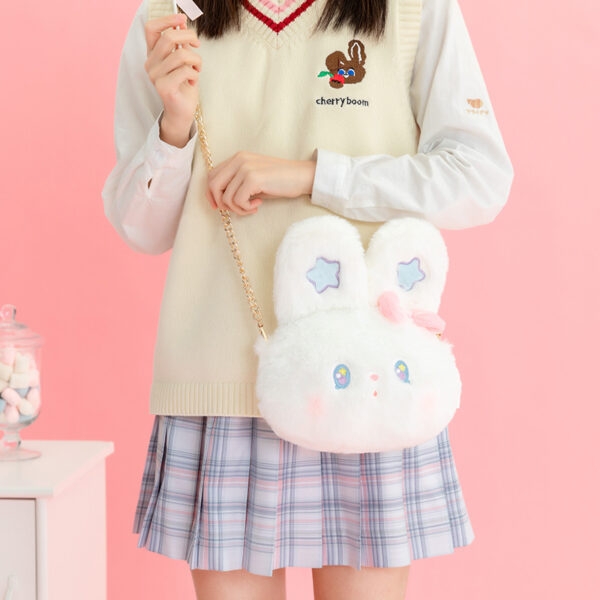 Белая плюшевая сумка-мессенджер Kawaii с кроликом Милый каваи