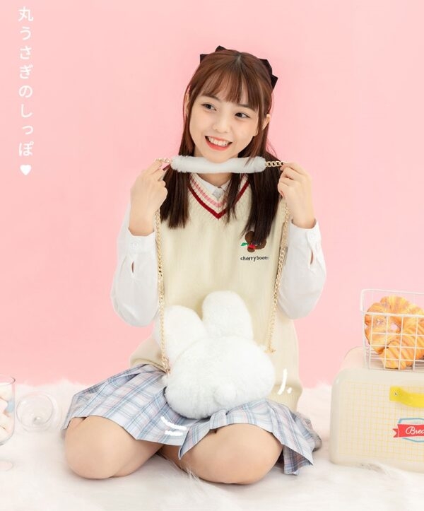 Белая плюшевая сумка-мессенджер Kawaii с кроликом Милый каваи