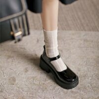 Klobige JK-Mary-Janes-Schuhe mit runder Zehenpartie All-Match-Kawaii