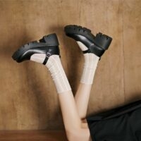Chaussures JK Mary Janes à bout rond épais Kawaii tout-match