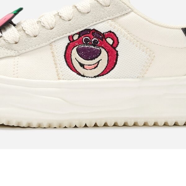 Pink Bear Embroidered Sneakers College Style kawaii