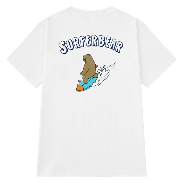 Sommar American Cartoon Bear Print Lös T-shirt Amerikansk kawaii