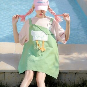 فستان صيفي مكون من قطعتين على شكل بطة كرتونية جرلي كارتون البطة kawaii