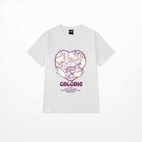 T-shirt surdimensionné imprimé graffiti violet, doux, Style fille, été Graffitis kawaii