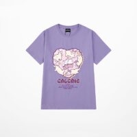 T-shirt surdimensionné imprimé graffiti violet, doux, Style fille, été Graffitis kawaii