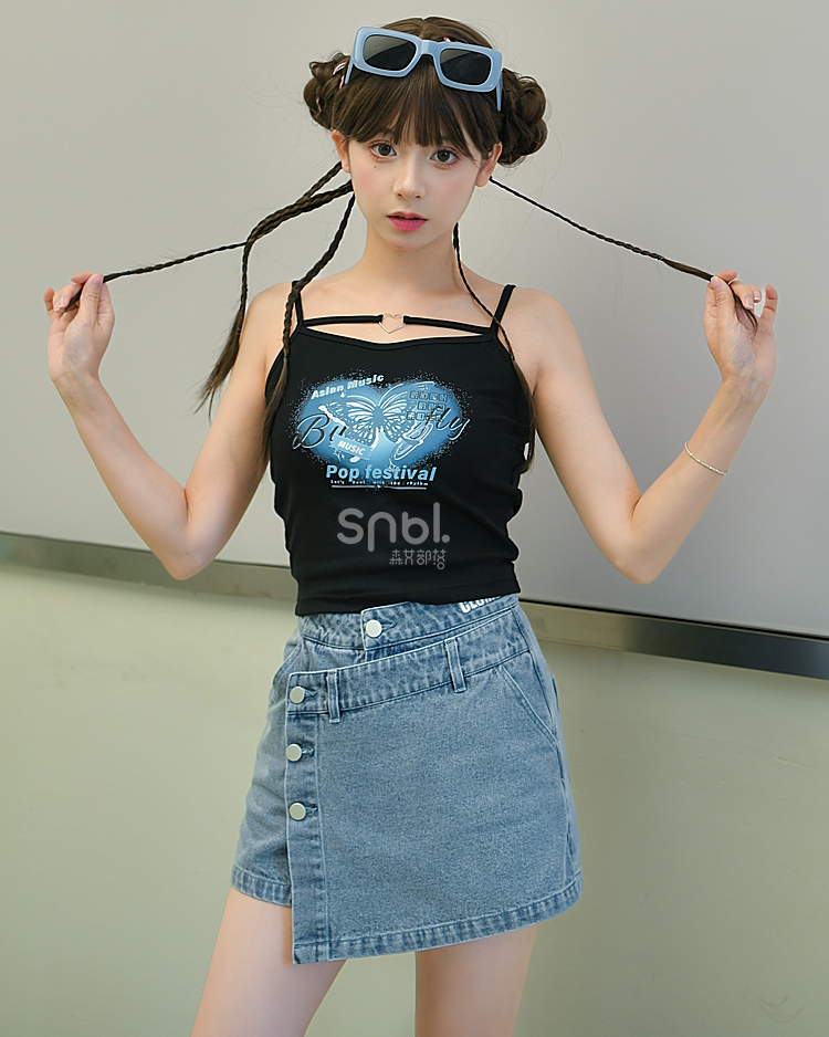 T-shirt Fille Col Rond Imprimé K-Pop Y2K - Manches Courtes Confortable (Style Kawaii)