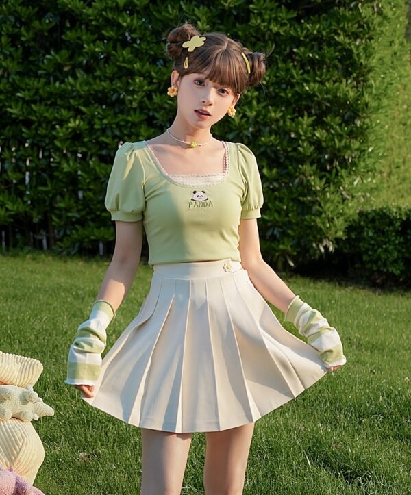 Sweet Style Solid Color Simple Pleated Skirt 7