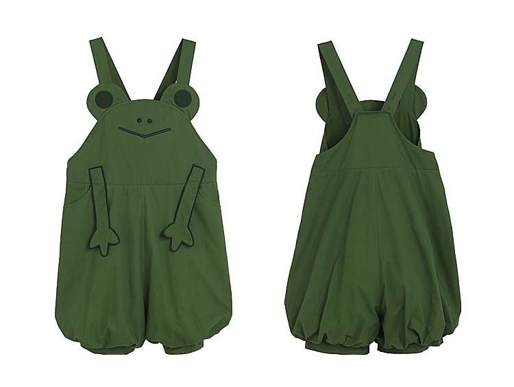 Cute Green Frog Three-Dimensional Overalls
