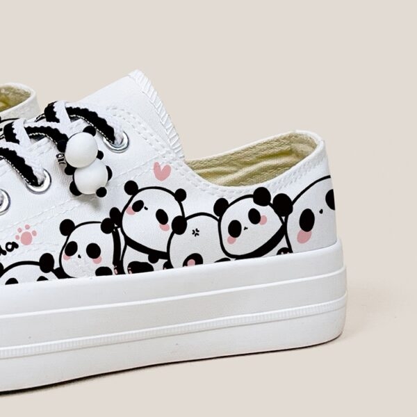 Lindos zapatos de lona bajos con estampado de panda pintados a mano Zapatos de lona kawaii