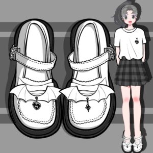 일본 메리 제인 가죽 신발 일본 카와이