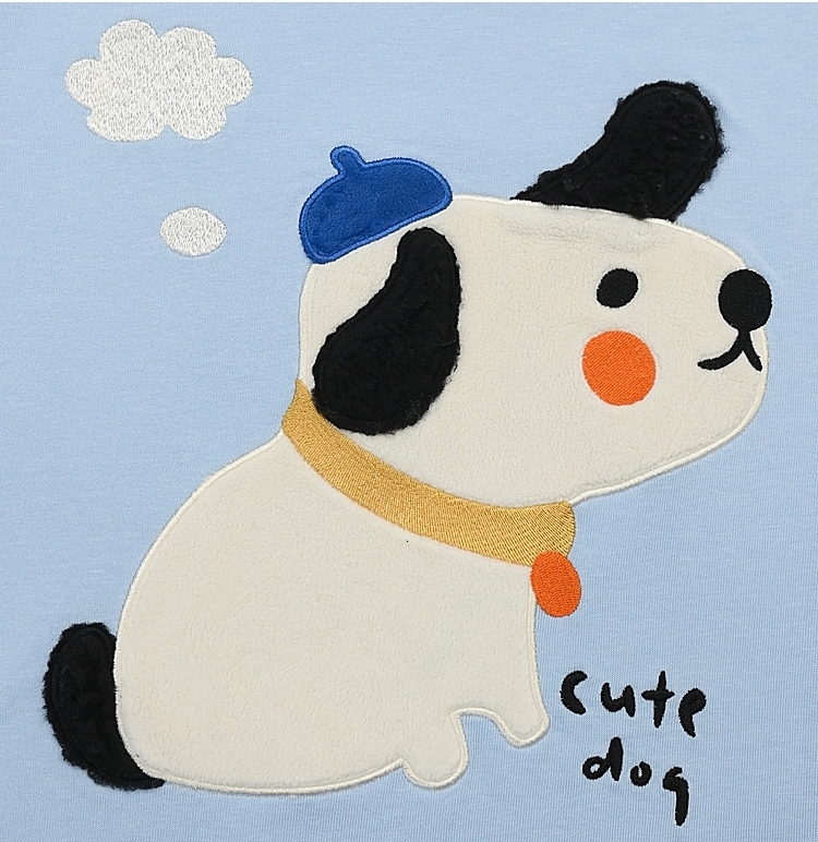 かわいいブルーかわいい犬プリント T シャツ (1)