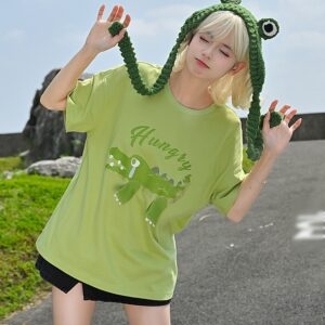 T-shirt Kawaii Candy à imprimé animal de dessin animé Kawaii tout-match