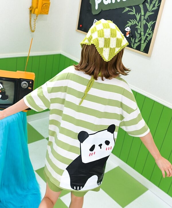 카와이 귀여운 팬더 프린트 오버사이즈 티셔츠 귀여운 카와이