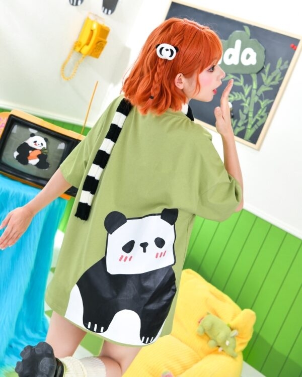 T-shirt oversize con stampa di panda carino Kawaii Kawaii carino