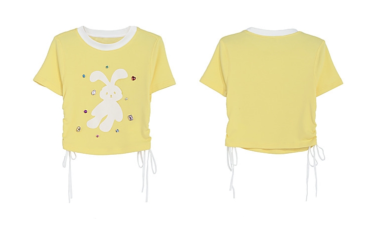 T-shirt cortada do coelho amarelo dos desenhos animados de Kawaii - Kawaii  Fashion Shop