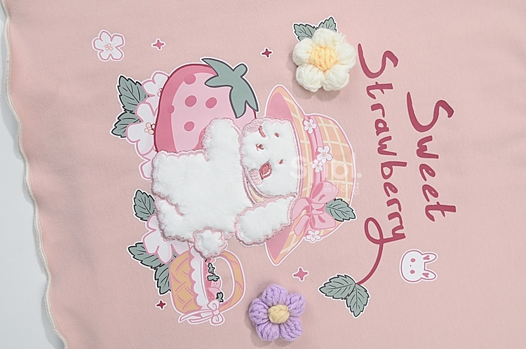 여름 달콤한 부드러운 소녀 스타일 핑크 짧은 티셔츠