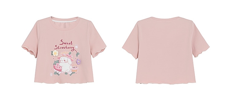 Summer Sweet Soft Girl Style Rosa Kort T-shirt