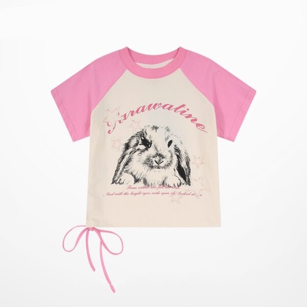 Camiseta rosa ajustada estilo Y2K chica caliente kawaii