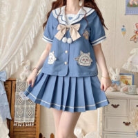 Süßes blaues JK-Matrosen-Uniform-Rock-Set blaues Kawaii