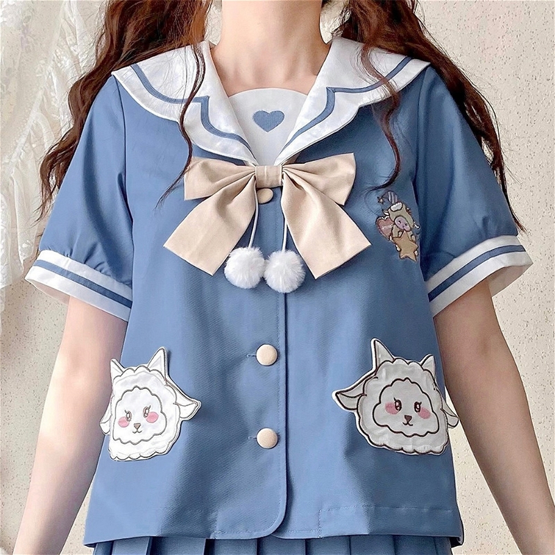 Lindo conjunto de saia uniforme azul JK Sailor