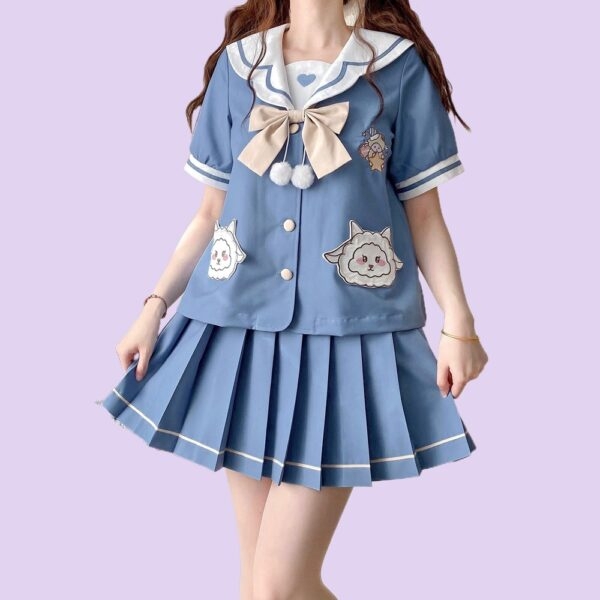 Lindo conjunto de saia uniforme azul JK Sailor