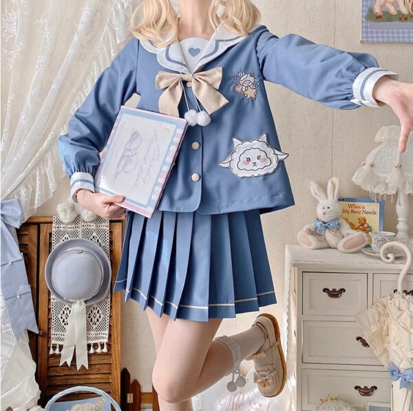 Süßes blaues JK-Matrosen-Uniform-Rock-Set 9