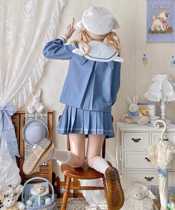 Conjunto bonito de saia azul JK Sailor Sailor 10