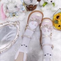 Flache Lolita-Schuhe mit süßem Hasenmuster Hase kawaii