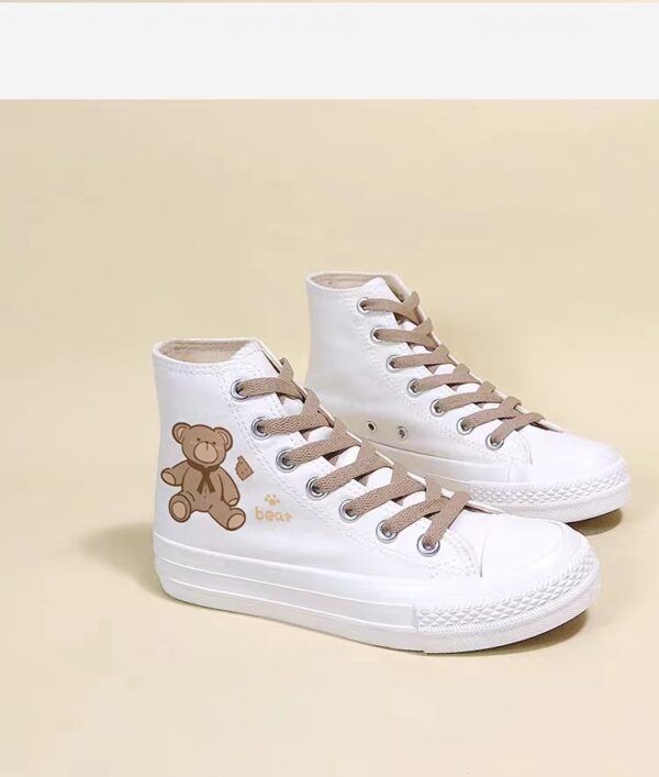 Cute Cartoon Bear Print High-top Canvas Shoes All-match kawaii