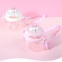 귀여운 핑크 토끼 스페이스 컵과 빨대 토끼 카와이