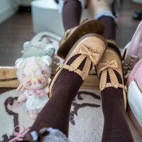 Lindos y dulces zapatos retro lolita con punta redonda vaca kawaii
