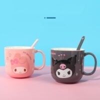 Kawaii Sanrio Character Embossed Ceramic Mug With Spoon Ceramic Mug kawaii
