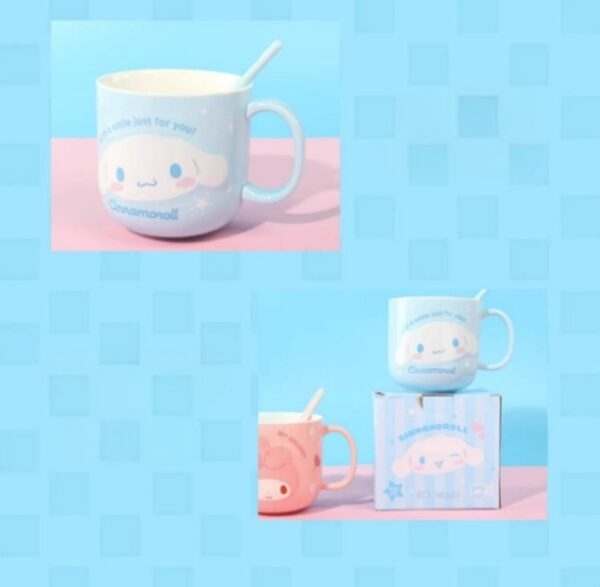 Tasse en céramique en relief avec personnage Kawaii Sanrio avec cuillère Tasse en céramique kawaii