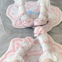 أحذية لوليتا الوردية للفتيات الجميلات من كاواي كاواي لطيف