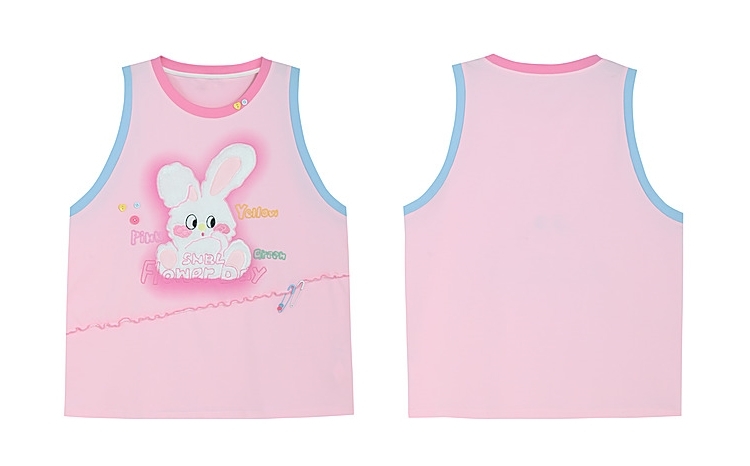 Camiseta sin mangas suelta Kawaii Sweet Pink Bunny