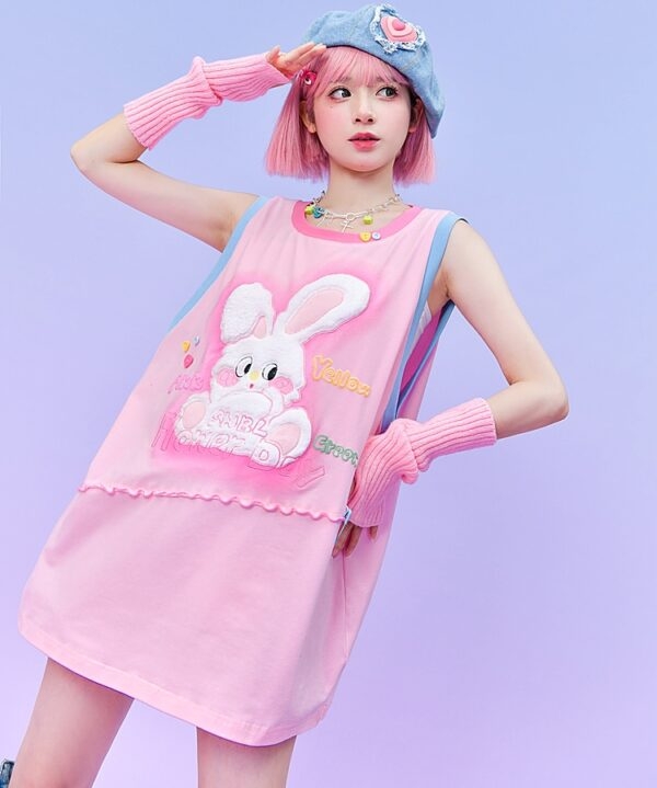 Kawaii Sweet Pink Bunny Loose Tank Top Süßes Kawaii