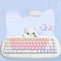 Tastiera meccanica Bluetooth wireless rosa a forma di gatto Kawaii bluetooth kawaii